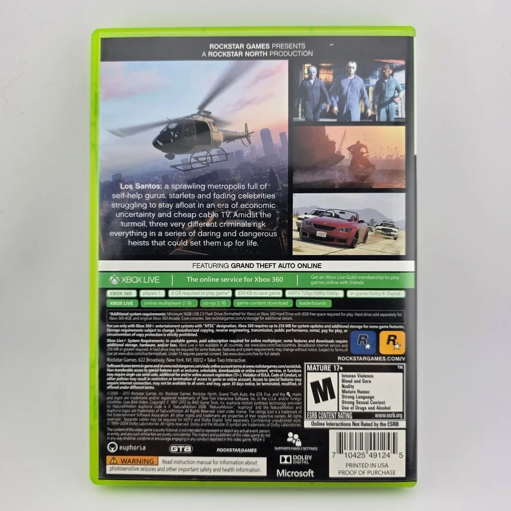 Grand Theft Auto V 5 Xbox 360 Video‎ Game Rockstar Games Complete